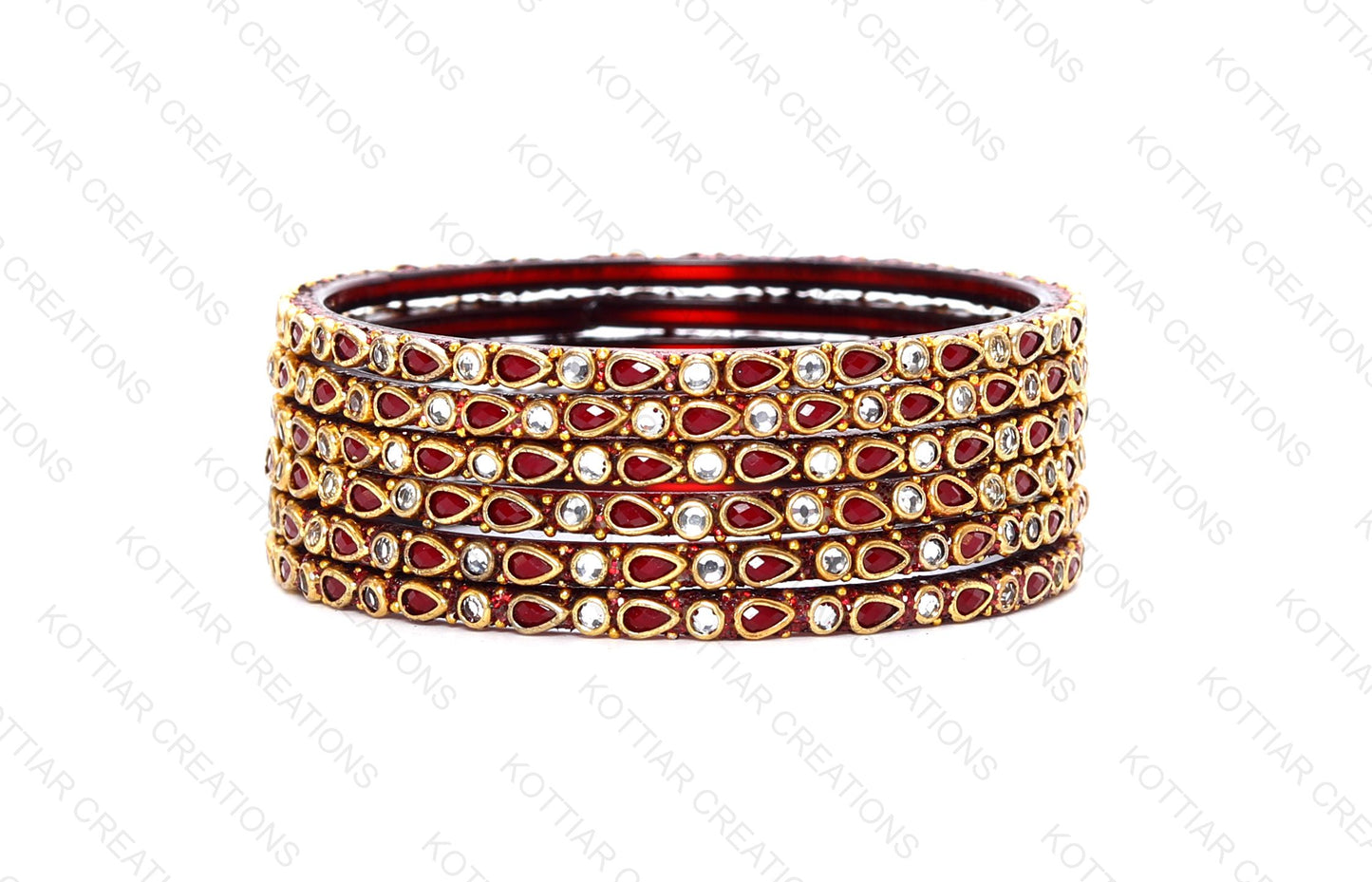 KOTTIAR CREATIONS ALL EYES ON YOUR HANDS Stones Studded Latest Fashion Jewellery Kundan Glossy Glass Bangles Set For Women & Girls (Pack of 12)