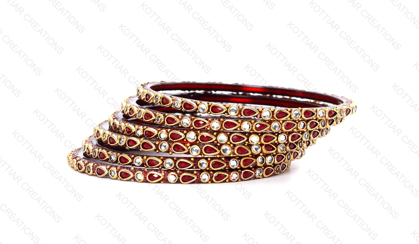KOTTIAR CREATIONS ALL EYES ON YOUR HANDS Stones Studded Latest Fashion Jewellery Kundan Glossy Glass Bangles Set For Women & Girls (Pack of 12)