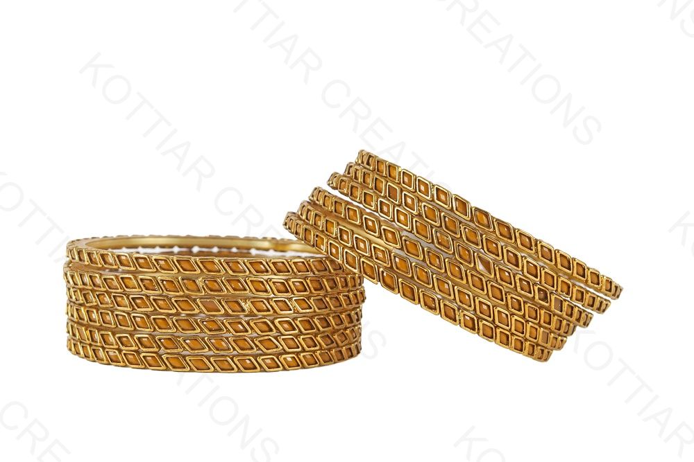 KOTTIAR CREATIONS ALL EYES ON YOUR HANDS Glossy Kundan Design Pattern Glass Bangle Set Studded with Zircon for Women & Girls (Pack of 12)