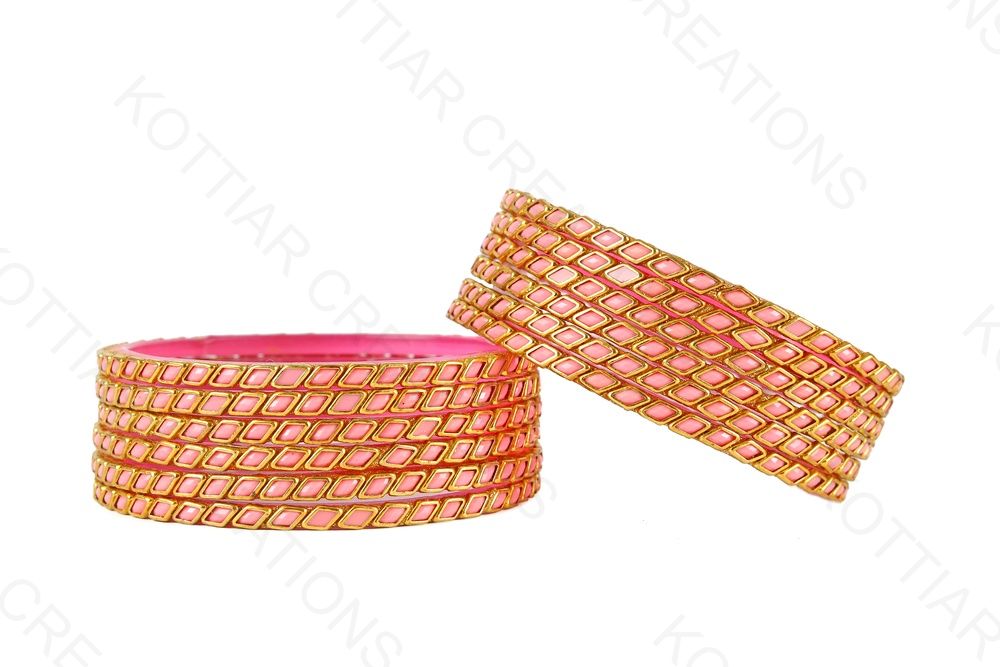 KOTTIAR CREATIONS ALL EYES ON YOUR HANDS Glossy Kundan Design Pattern Glass Bangle Set Studded with Zircon for Women & Girls (Pack of 12)