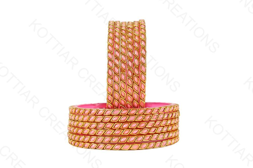 KOTTIAR CREATIONS ALL EYES ON YOUR HANDS Glossy Kundan Design Pattern Glass Bangle Set Studded with Zircon for Women & Girls (Pack of 12)