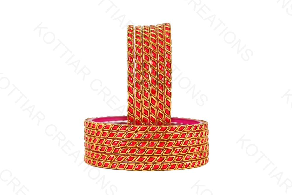 KOTTIAR CREATIONS ALL EYES ON YOUR HANDS Glossy Kundan Design Pattern Glass Bangle Set Studded with Zircon for Women & Girls (Pack of 12)