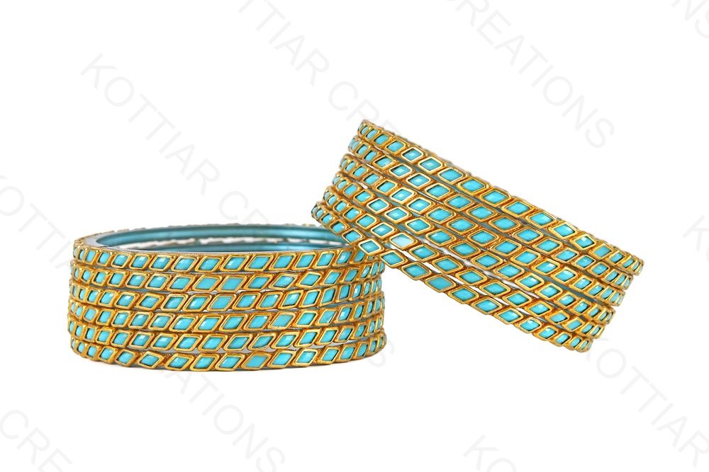 KOTTIAR CREATIONS ALL EYES ON YOUR HANDS Glossy Kundan Design Pattern Glass Bangle Set Studded with Zircon for Women & Girls (Pack of 12)